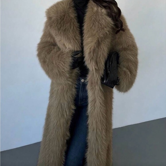 H&M Full-Length Faux Fur Teddy Coat - Tan - Picture 8 of 12